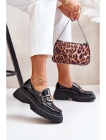 Zazoo 20176 Lakierowane Półbuty Mokasyny Damskie Ze Skóry Naturalnej Czarne