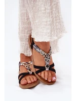 Płaskie Sandały Damskie Z Ozdobami Artiker 54C1334 Czarne