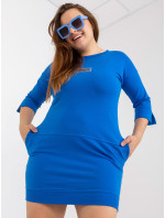 Tmavo modré bavlnené šaty nadrozmernej veľkosti
