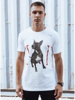 Pánske bavlnené tričko s potlačou biele FashionStreet RX5608