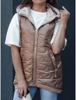 Dámska prešívaná vesta s kapucňou COLINE zlatá FashionStreet TY4461