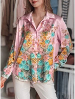 Dámske kvetinové oversize tričko BLOSSIVA ružové FashionStreet DY0465 Dámske kvetinové oversize tričko BLOSSIVA ružové FashionStreet DY0465