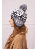 Rosa dámska čiapka s brmbolcom K368 biela+grafitová+tmavo šedá Rosa dámska čiapka s brmbolcom K368 biela+grafitová+tmavo šedá