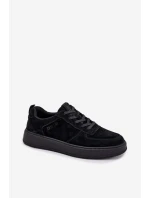 Męskie Sneakersy Na Platformie Zamszowe Big Star OO174012 Czarne
