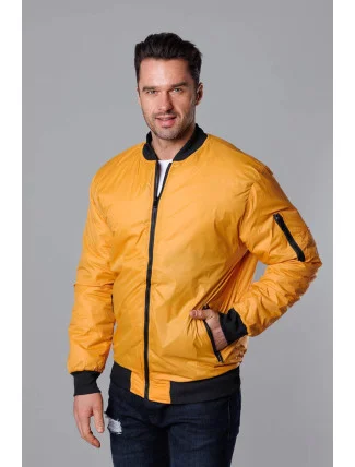 Tmavo žltá pánska bunda typu "bomber" s prešívanou podšívkou (AK95-22) Tmavo žltá pánska bunda typu "bomber" s prešívanou podšívkou (AK95-22)