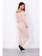 Súprava s dvojitými pruhmi v púdrovo béžovej farbe