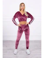 Velúrová súprava s nápisom Queen tmavo ružová