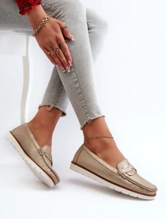 Mokasyny Damskie Z Eko Skóry Złote Nestalia