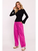 M806 Rebrovaný top s dlhými rukávmi - čierny