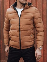 Pánska prešívaná zimná bunda s kapucňou FashionStreet camel TX4829