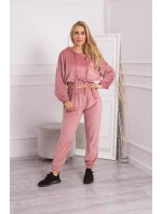 Velúrová súprava s kapucňou tmavo púdrovo ružová Velúrová súprava s kapucňou tmavo púdrovo ružová