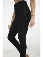 Nohavice s ozdobnými lamelami Čierna