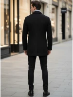 Pánsky čierny kabát FashionStreet CX0434 Pánsky čierny kabát FashionStreet CX0434