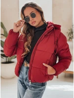 Dámska krátka zimná bunda GLAMVO s kapucňou bordová FashionStreet TY4949