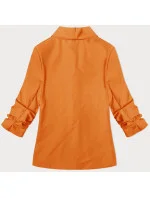 Tenká oranžová bunda s volánovými rukávmi (22-356)