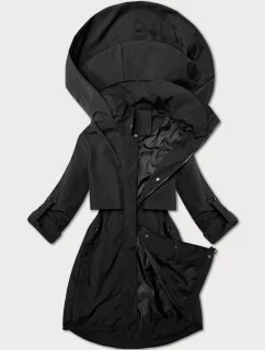 Jednoduchá čierna dámska bunda nadmernej veľkosti bez zateplenia J Style (16M9257-392)