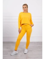 Súprava s oversize blúzkou horčicovej farby