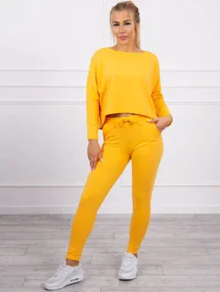 Súprava s oversize blúzkou horčicovej farby