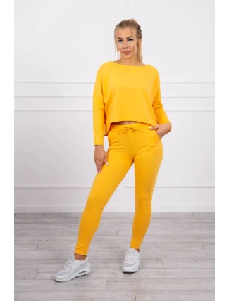 Súprava s oversize blúzkou horčicovej farby