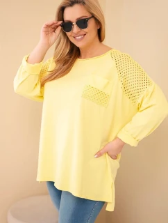 Dámska bavlnená mikina s potlačou Plus Size Yellow