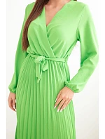 Šaty s plisovaným spodným dielom svetlozelené