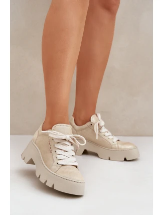 Sneakersy Buty Sportowe Na Platformie CheBello 4632 Złote