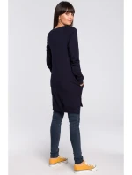 B101 Nadrozmerná tunika s rozdelenými bokmi - tmavomodrá