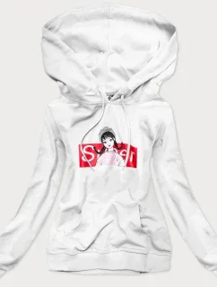 Biela dámska športová mikina s kapucňou (N4596)