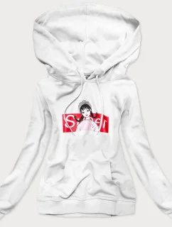 Biela dámska športová mikina s kapucňou (N4596)