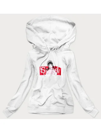 Biela dámska športová mikina s kapucňou (N4596)