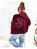 Teplá mikina s kapucňou v oversize strihu, bordová (821112)