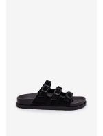 Klapki Damskie Z Paskami I Klamrami Czarne Uliri