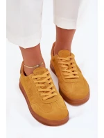 Zamszowe Sneakersy Damskie Big Star RR274846 HI-POLY SYSTEM Żółte
