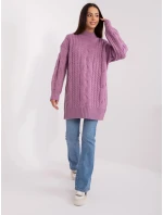 Dámske svetrové šaty AT SW 2367 1.35P Purple - FPrice Dámske svetrové šaty AT SW 2367 1.35P Purple - FPrice