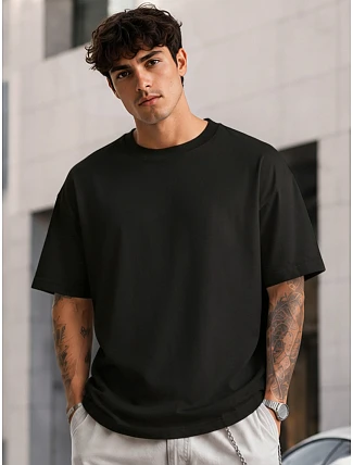 Pánske základné bavlnené oversize čierne tričko FashionStreet RX5682