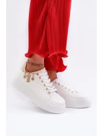 Sneakersy Damskie Na Platformie Z Zawieszkami Białe Tivissa