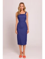 M843 Džínsové midi šaty - modré M843 Džínsové midi šaty - modré
