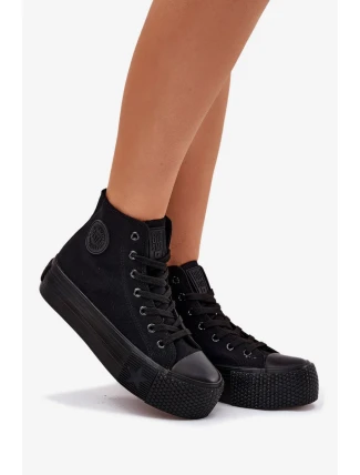 Dámske plátenné tenisky na platforme Big Star - čierne