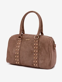 Kufříková kabelka s zlatými sponami tmavě béžová Emelle