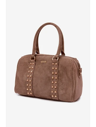 Kufříková kabelka s zlatými sponami tmavě béžová Emelle