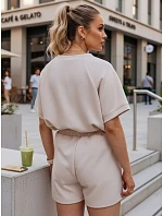Dámsky letný set s motýľom z mäkkej viskózy v béžovej farbe FashionStreet AY1191