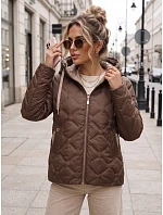 Dámska prešívaná prechodová bunda s kapucňou, hnedá, FashionStreet TY5883