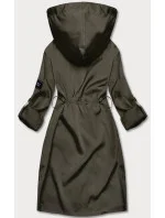 Tenký dámsky prehoz cez oblečenie v khaki farbe s kapucňou (B8118-11)