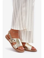 Sandały Damskie Płaskie Z Ozdobnym Detalem Vinceza 17378 Złote