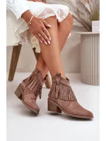 Dámske členkové kovbojské topánky na zips Eco Suede Brown S.Barski Dámske členkové kovbojské topánky na zips Eco Suede Brown S.Barski