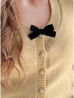 Dámsky krátky sveter s mašľou LAMURE beige FashionStreet MY2473