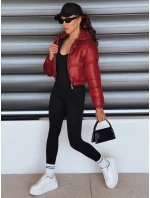Dámska krátka zimná bunda s kapucňou FashionStreet bordová TY5414