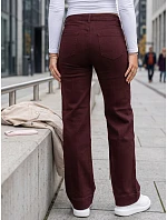 Dámske džínsy so širokými nohavicami a vysokým pásom, vínové, FashionStreet UY3090 Dámske džínsy so širokými nohavicami a vysokým pásom, vínové, FashionStreet UY3090