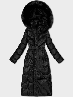 Klasický prešívaný kabát s kapucňou Menšinová čierna (T3-2620#-1)