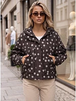 Dámska prechodová bunda s bodkami a kapucňou, hnedá, FashionStreet TY6036 Dámska prechodová bunda s bodkami a kapucňou, hnedá, FashionStreet TY6036